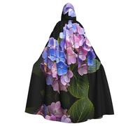 WHJSHOP Hermosa capa con capucha para adultos con imagen de hortensias para Halloween, disfraces de juegos de rol y fiestas temáticas