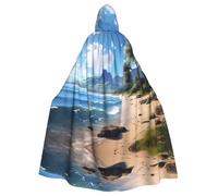 WHJSHOP Hermosa capa con capucha para adultos con imagen de playa hawaiana para Halloween, disfraces de juegos de rol y fiestas temáticas
