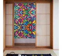 WHJSHOP Hermosa cortina con estampado de mariposas coloridas, dos piezas empalmadas, cortinas de tela de 34 x 56 pulgadas, separadores de habitación, tela suave y no se arruga fácilmente