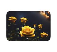WHJSHOP Hermosas rosas amarillas con borde de bloqueo de terciopelo de cristal, alfombra de dormitorio, salón, decoración del hogar