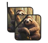 WHJSHOP Hug Tree - Juego de 2 soportes cuadrados aislados con patrón de perezoso de 8 x 8 pulgadas de grosor y duradero, antiquemaduras y aislamiento térmico