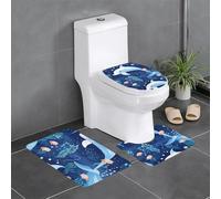 WHJSHOP - Juego de 3 alfombrillas antideslizantes con estampado de peces delfín bajo el agua, en forma de U, firmemente adheridas, absorbentes y duraderas, gruesas y cómodas