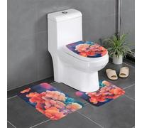 WHJSHOP Juego de alfombras de baño coloridas con imagen de hojas de ginkgo: 3 piezas antideslizantes (24 x 16 pulgadas) para inodoro, tocador y baños, fácil de limpiar