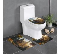 WHJSHOP Juego de alfombras de baño con imagen de cabaña en el bosque: 3 alfombrillas antideslizantes (24 x 16 pulgadas) para inodoro, tocador y baños, fácil de limpiar