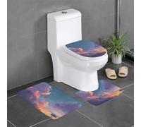 WHJSHOP Juego de alfombras de baño con imagen de cielo colorido: 3 alfombrillas antideslizantes (24 x 16 pulgadas) para inodoro, tocador y baños, fácil de limpiar