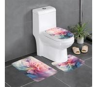 WHJSHOP Juego de alfombras de baño con imagen de flor de humo de nube: 3 alfombrillas antideslizantes (24 x 16 pulgadas) para inodoro, tocador y baños, fácil de limpiar