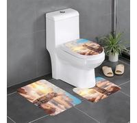 WHJSHOP Juego de alfombras de baño con imagen de gato buscando el cielo: 3 alfombrillas antideslizantes (24 x 16 pulgadas) para inodoro, tocador y baños, fácil de limpiar