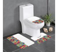 WHJSHOP Juego de alfombras de baño con imagen de hojas coloridas: 3 alfombrillas antideslizantes (24 x 16 pulgadas) para inodoro, tocador y baños, fácil de limpiar