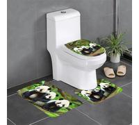 WHJSHOP Juego de alfombras de baño con imagen de Panda Cubs in The Forest: 3 piezas antideslizantes (24 x 16 pulgadas) para inodoro, tocador y baños, fácil de limpiar