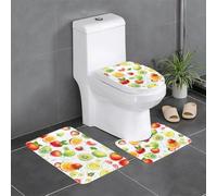 WHJSHOP Juego de alfombras de baño con imágenes de dibujos animados de frutas: 3 alfombrillas antideslizantes (24 x 16 pulgadas) para inodoro, tocador y baños, fácil de limpiar