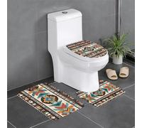 WHJSHOP Juego de alfombras de baño con imágenes de nativos americanos: 3 alfombrillas antideslizantes (24 x 16 pulgadas) para inodoro, tocador y baños, fácil de limpiar