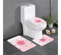 WHJSHOP Juego de alfombras de baño de 3 piezas de 24 x 16 pulgadas con estampado de claveles florecientes antideslizantes con contorno, formas ovaladas y rectangulares para el hogar, la cocina y los