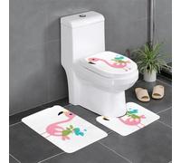 WHJSHOP Juego de alfombras de baño de punto con diseño de flamenco: 3 piezas antideslizantes (24 x 16 pulgadas) para inodoro, tocador y baños, fácil de limpiar
