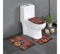 WHJSHOP Juego de alfombrillas de tres piezas con diseño de guitarra de rock, absorbentes de agua y antideslizantes, para baños, inodoros y cocinas
