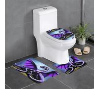 WHJSHOP Juego de alfombrillas de tres piezas con estampado de dragones púrpura y Wirte que absorben el agua y son antideslizantes para baños, inodoros y cocinas