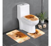 WHJSHOP Juego de alfombrillas de tres piezas con estampado de perros y cachorros, absorbentes de agua y antideslizantes para baños, inodoros y cocinas