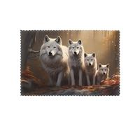 WHJSHOP Juego de manteles individuales con estampado de Wolves Family, duraderos, impermeables, fáciles de limpiar, resistentes al calor, antideslizantes