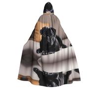 WHJSHOP La bonita capa con capucha para adultos con diseño de perro carlino negro es una capa súper grande, cómoda y duradera