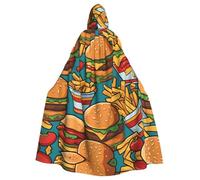 WHJSHOP La bonita capa con capucha para adultos con patrón de hamburguesas fritas es una capa súper grande, cómoda y duradera