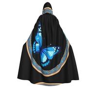 WHJSHOP La capa con capucha bordada con patrón de mariposa azul para adultos es una capa súper grande, cómoda y duradera