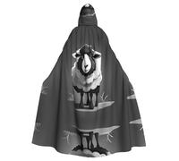 WHJSHOP La capa con capucha de Halloween con patrón de oveja blanca y negra de dibujos animados es una capa súper grande, cómoda y duradera