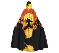 WHJSHOP La capa con capucha para adultos con diseño de siluetas de artes marciales es una capa súper grande, cómoda y duradera