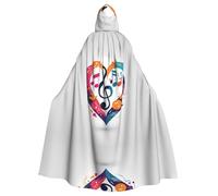 WHJSHOP La capa con capucha para adultos con diseño de símbolos musicales de amor es una capa súper grande, cómoda y duradera