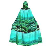 WHJSHOP La capa con capucha para adultos con patrón de algas marinas verdes y azules es una capa súper grande, cómoda y duradera