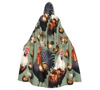 WHJSHOP La capa con capucha para adultos con patrón de gallo y pollo es una capa súper grande, cómoda y duradera