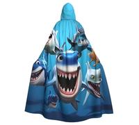 WHJSHOP La capa con capucha para adultos con patrón de tiburones de dibujos animados es una capa súper grande, cómoda y duradera
