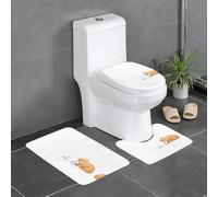 WHJSHOP Lazy Cat Beber Coffee Prints - Juego de tres piezas de alfombrillas de baño, alfombrillas de ducha antideslizantes de secado rápido