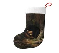 Whjshop Little Bear Living in A Tree Hole - Calcetines de Navidad impresos de doble cara para decoración de interiores y fiestas de gran capacidad