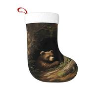 WHJSHOP Little Bear Living in a Tree Hole - Calcetines decorativos de Navidad para decorar durante Halloween, Navidad y Año Nuevo