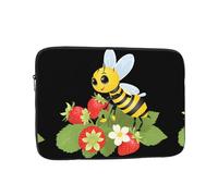WHJSHOP Little Bee on Strawberry Flower - Funda para portátil a prueba de golpes, para hombres y mujeres, viajes de negocios, escuela y oficina