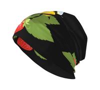 WHJSHOP Little Bee on Strawberry Flower Printing - Gorro de punto para adultos, suave, cómodo, elástico, para hombres y mujeres