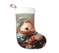 WHJSHOP Little Fish in The Flower Basket - Calcetines decorativos de Navidad para decorar durante Halloween, Navidad y Año Nuevo