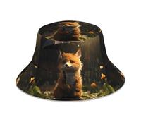 WHJSHOP Little Fox Hiding from The Rain - Gorro reflectante para hombre y mujer, informal, para exteriores, color negro