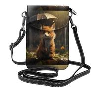 WHJSHOP Little Fox Hiding From The Rain Picture - Bolso bandolera pequeño de cuero para mujer, impermeable y duradero