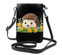 WHJSHOP Little Hedgehog In The Flowers Picture - Bolso bandolera pequeño de piel para mujer, impermeable y duradero