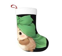 WHJSHOP Little Hedgehog's - Calcetines decorativos de Navidad con patrón de pañuelo verde para decorar durante Halloween, Navidad y Año Nuevo