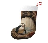 Whjshop Little Penguin Under The Cedar - Calcetines de Navidad impresos de doble cara para decoración de interiores y fiestas de gran capacidad