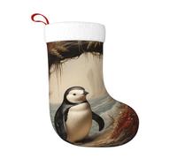 WHJSHOP Little Penguin Under The Cedar Prints - Calcetines decorativos de Navidad para decorar durante Halloween, Navidad y Año Nuevo