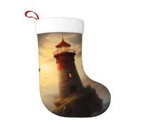 WHJSHOP Little Sparrow Flying to The Lighthouse - Calcetines decorativos de Navidad para decorar durante Halloween, Navidad y Año Nuevo