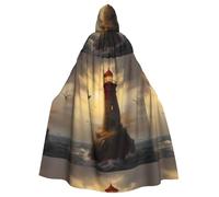 WHJSHOP Little Sparrow Flying To The Lighthouse Picture Halloween - Capa con capucha para hombres y mujeres, ropa para juegos de rol