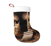 WHJSHOP Little Squirrel Mopping The Floor Prints - Calcetines decorativos de Navidad para decorar durante Halloween, Navidad y Año Nuevo