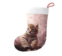 Whjshop Little Tiger Under The Cherry Blossom Tree - Calcetines de Navidad impresos de doble cara para decoración de interiores y fiestas de gran capacidad