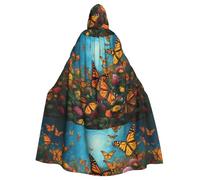 WHJSHOP Monarch Butterflies - Capa grande con capucha para adultos con estampado de mariposas de Halloween, con pajarita, sin cremallera