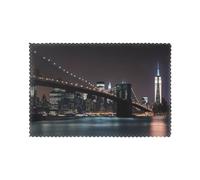 WHJSHOP New York Night Printing - Juego de 6 manteles individuales a prueba de aceite, aislantes del calor y duraderos, 12 x 18 pulgadas