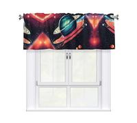 WHJSHOP Outer Space Galaxy - Cortinas cortas con estampado del sistema solar con cenefa de 54 x 18 pulgadas, filtro de luz, fácil instalación para cocina, baño, lavandería, estudio