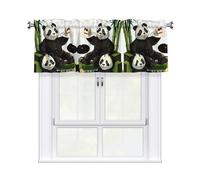 WHJSHOP Pandas of Father and Son - Cortinas cortas estampadas con cenefa de 137 x 45 cm, filtro de luz, fácil instalación para cocina, baño, lavandería, estudio